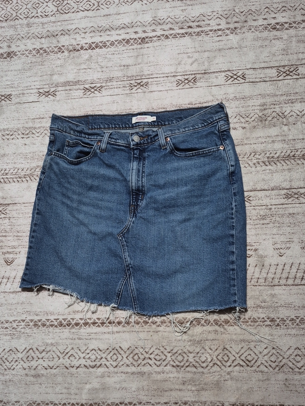 Levi's Dark Blue Distressed Denim Mini Skirt